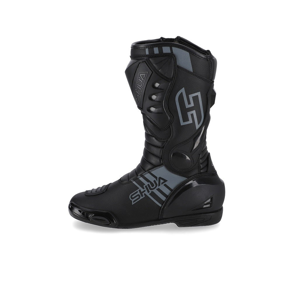 SHUA - BOTAS PIEL SUPER TECH NEGRO/GRIS-Maximo Moto