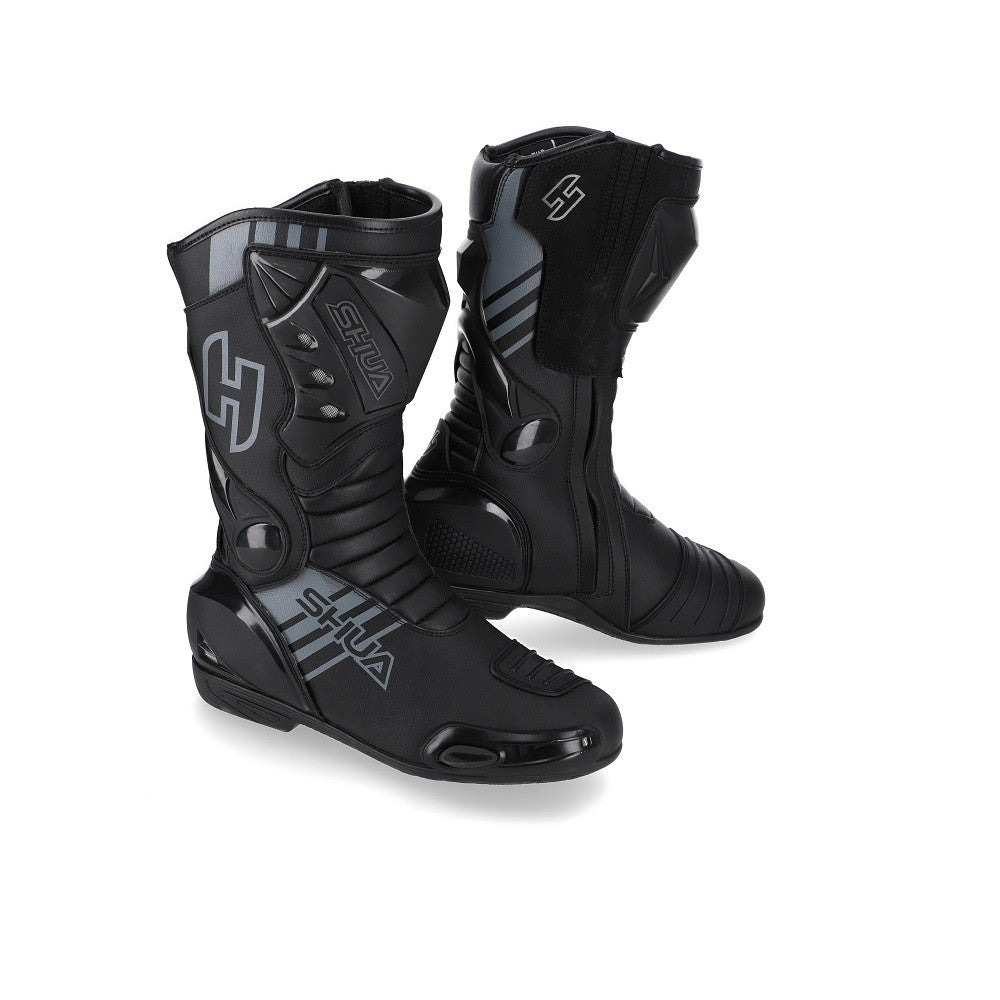 SHUA - BOTAS PIEL SUPER TECH NEGRO/GRIS-Maximo Moto