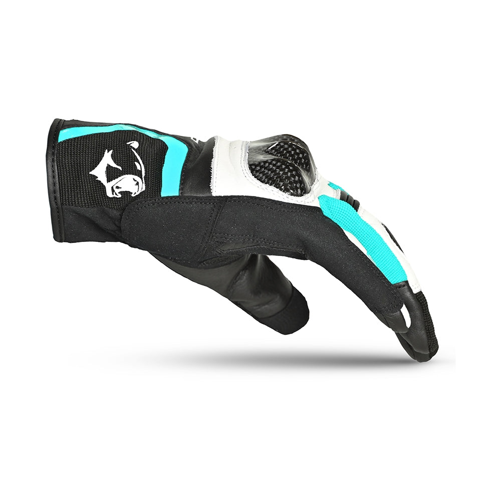 BELA  Guante Piel Air Flow Lady Negro/Turquesa - SECURTEX MOTOR S.L (t/a MaximoMoto)