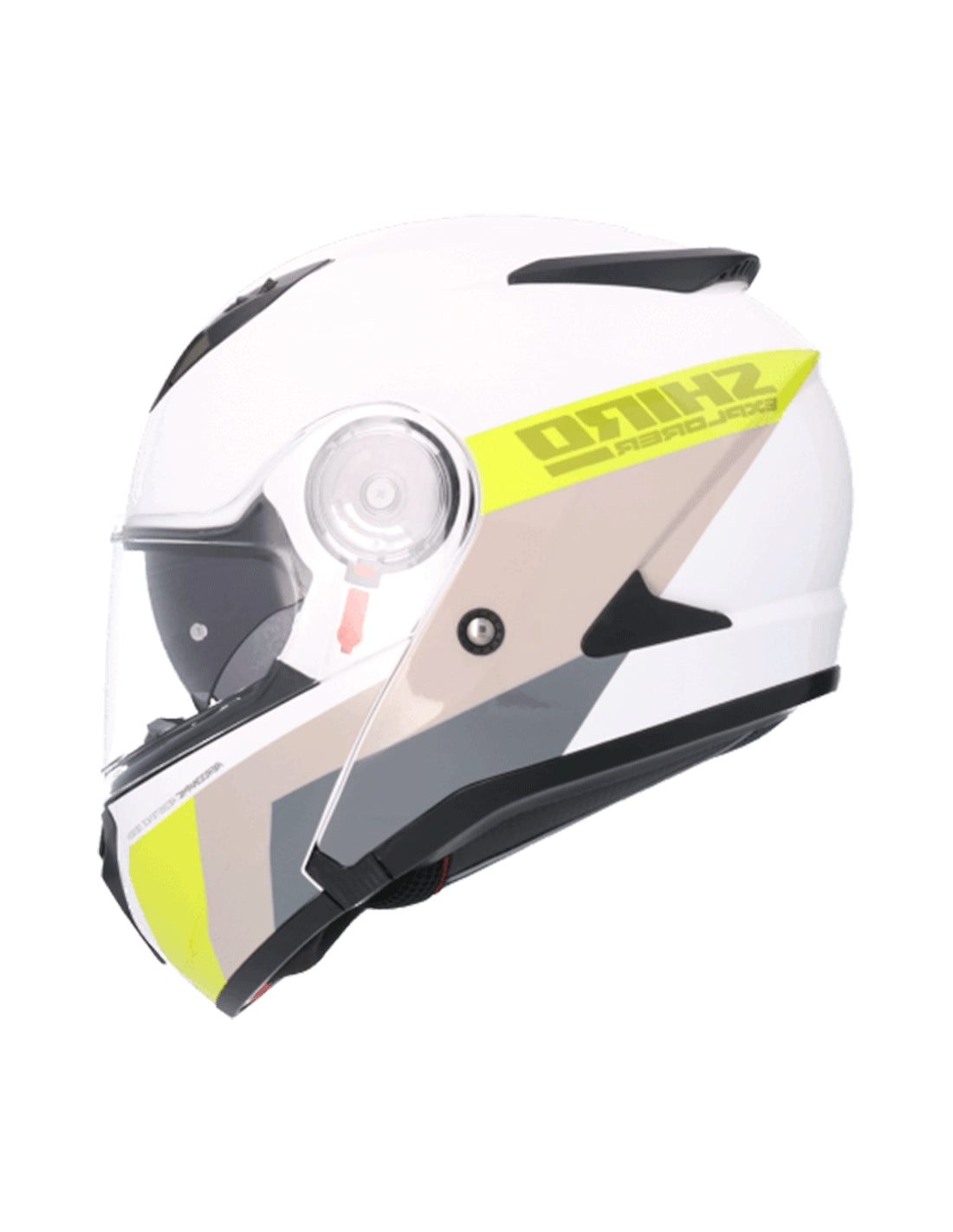 SHIRO CASCO EXPLORER MAVERICK  BLANCO PERLA  AMARILLO - SECURTEX MOTOR S.L (t/a MaximoMoto)