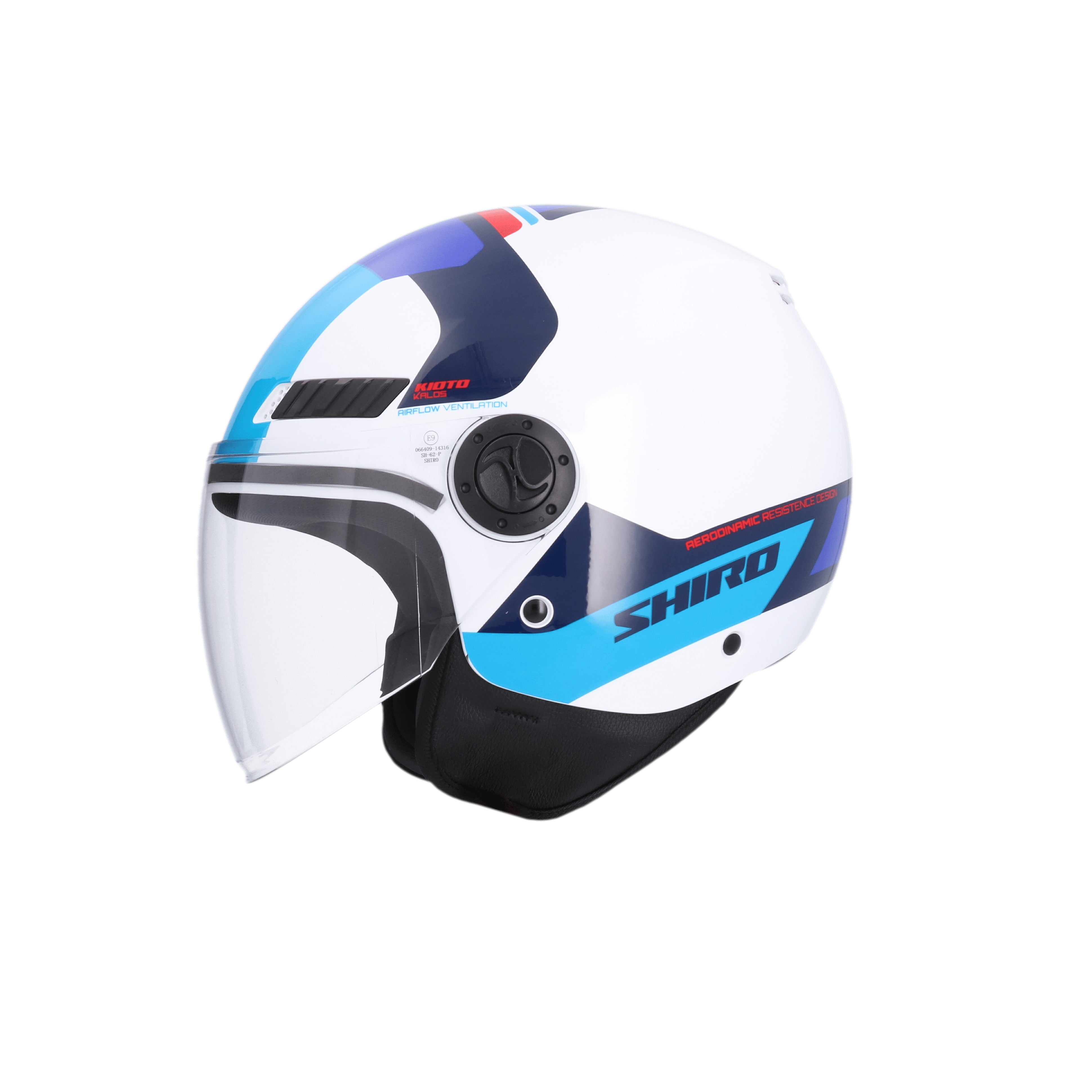 SHIRO CASCO KIOTO KALOS BLANCO_AZUL - SECURTEX MOTOR S.L (t/a MaximoMoto)