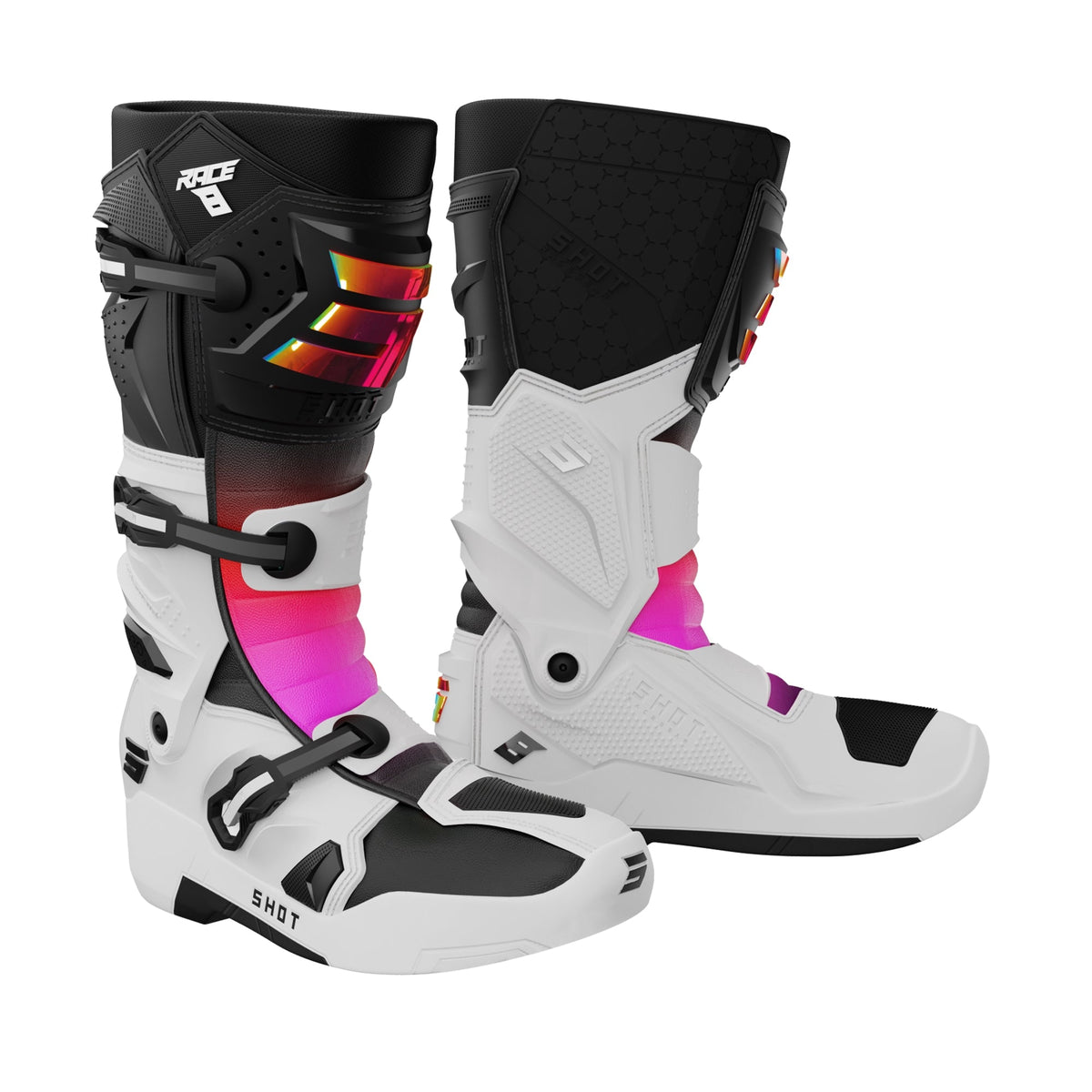 SHOT RACE 8 BOTAS DE MOTOCROSS BLANCO/ROSA - 39