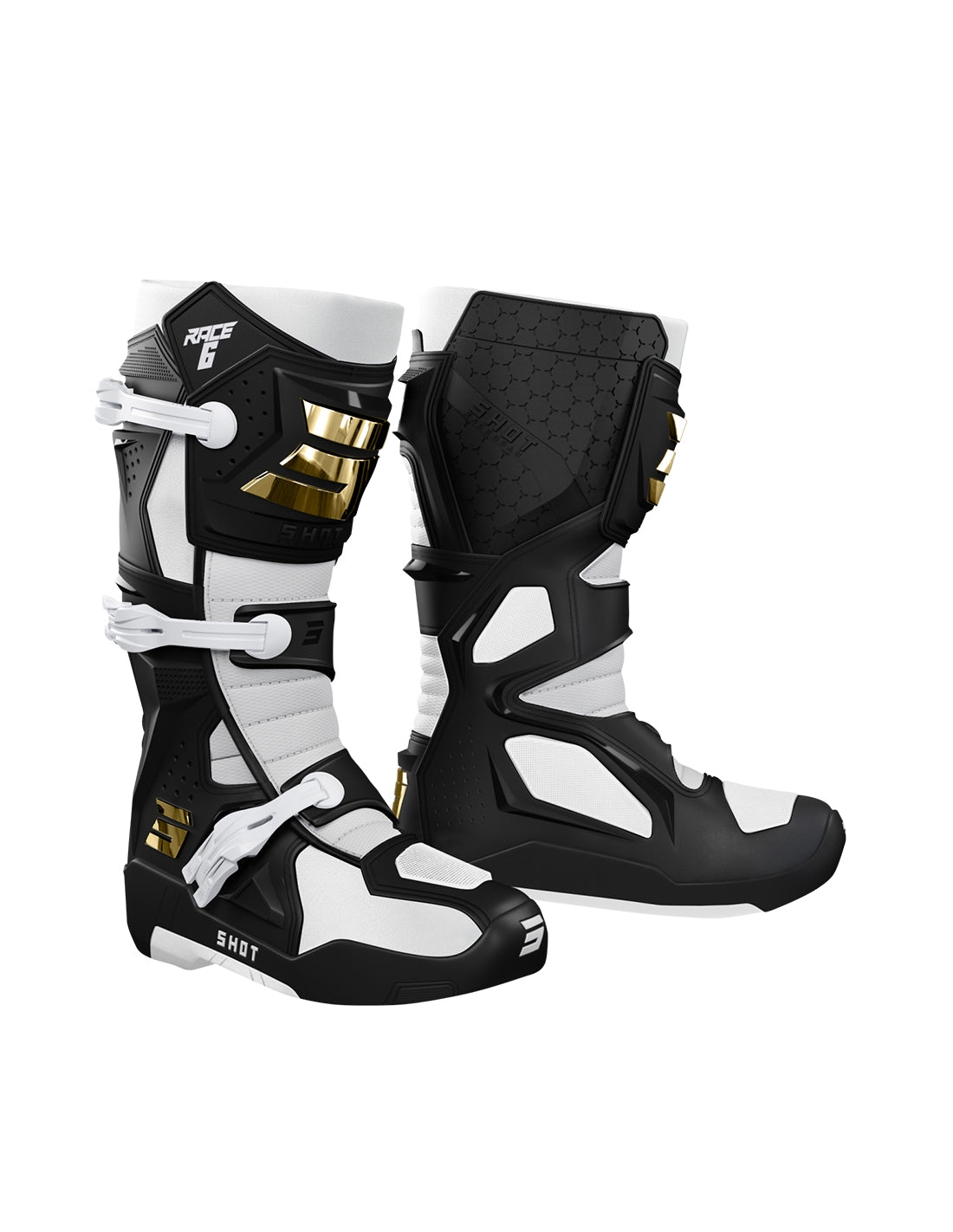 SHOT RACE 6 BOTAS DE MOTOCROSS BLACK_WHITE_GOLD - 39 - BOTAS