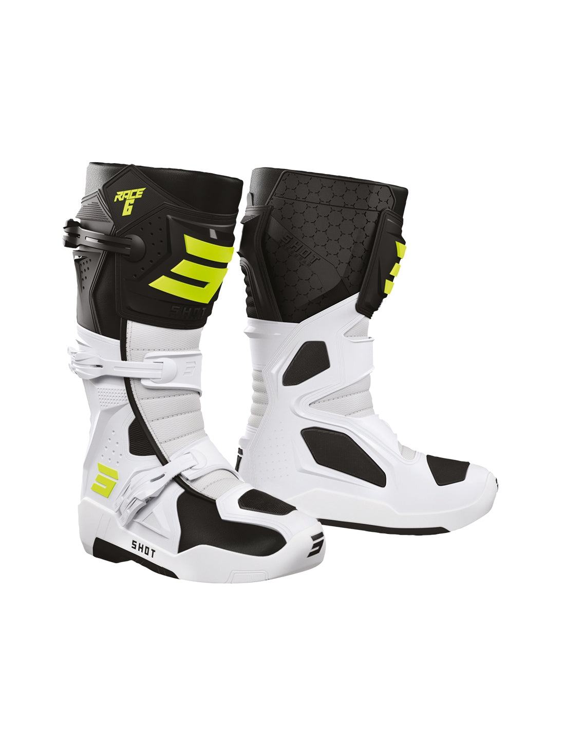 SHOT RACE 6 BOTAS DE MOTOCROSS BLACK_WHITE_NEON_YELLOW - 39 - BOTAS