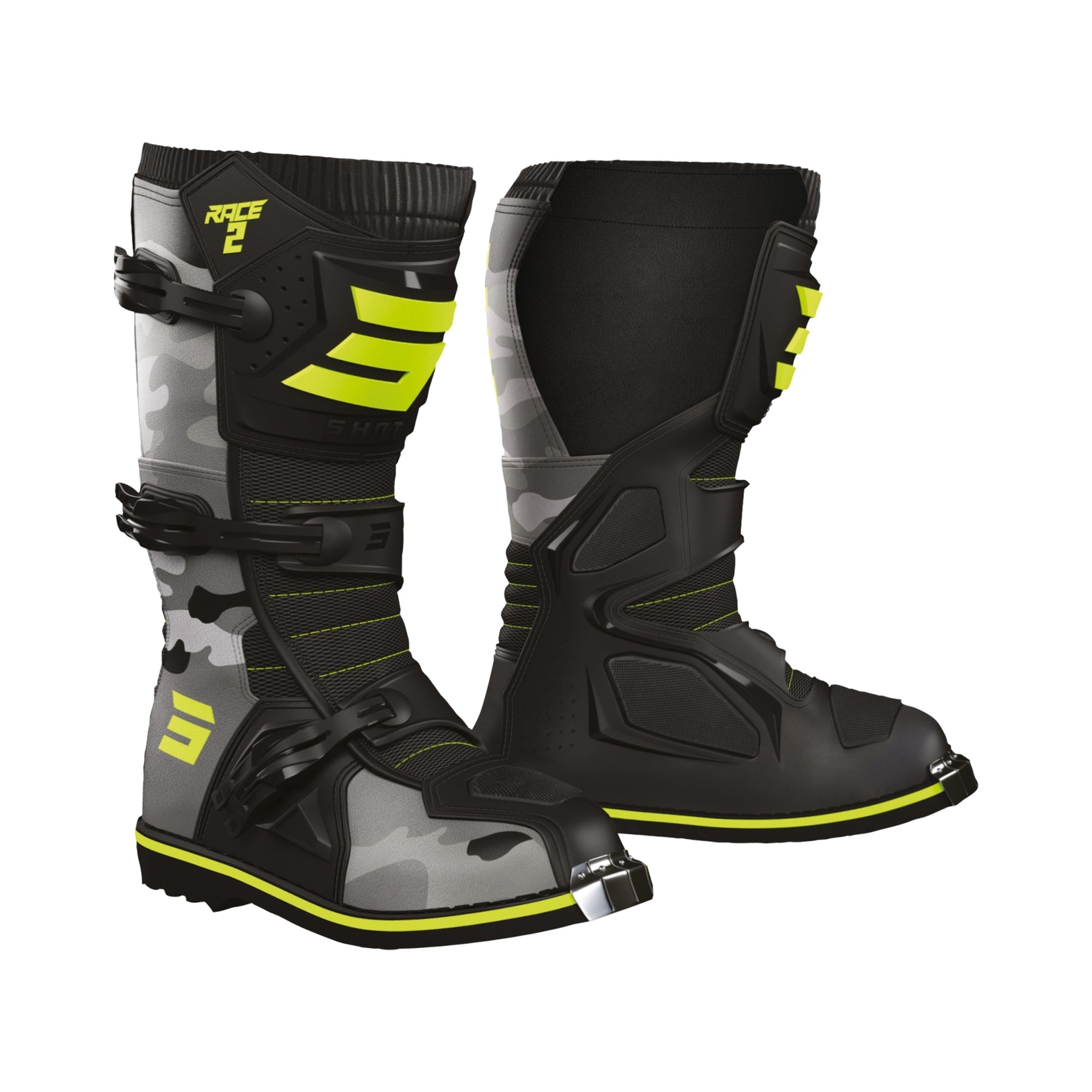 SHOT RACE 2 BOTAS DE MOTOCROSS KID NEGRO AMARILLO - 30 - BOTAS