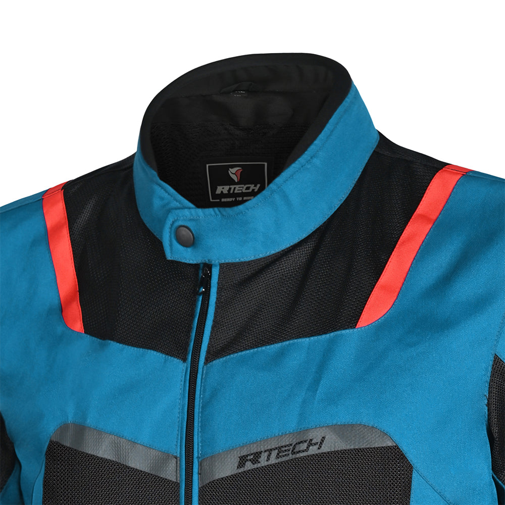 R-TECH SPIRAL MESH CHAQUETA DE MOTO DE HOMBRE TEXTIL  AZUL CLARO NEGRO ROJO