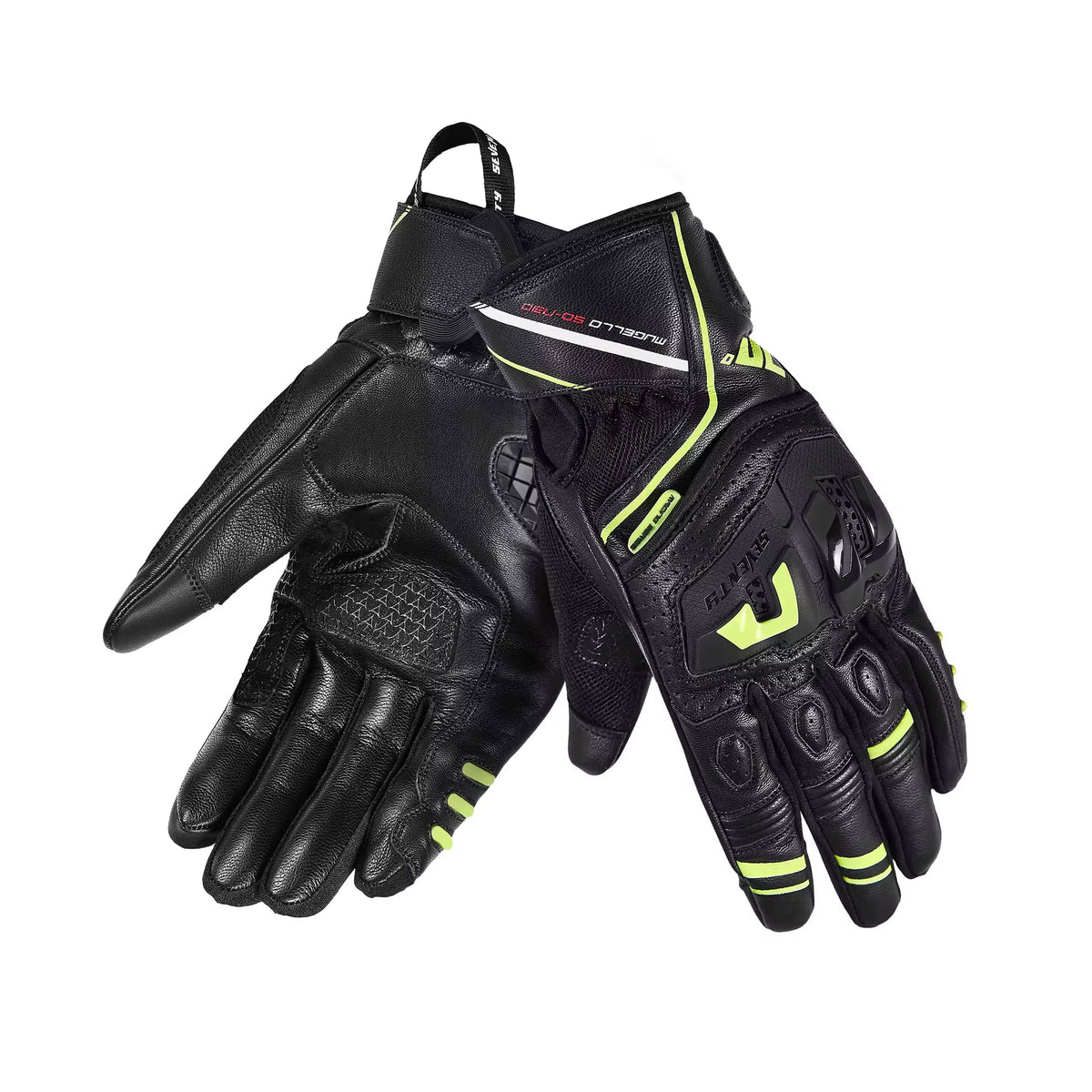 SEVENTY DEGREES SD-N30 MUGELLO GUANTE DE MOTO HOMBRE NEGRO AMARILLO FLUOR