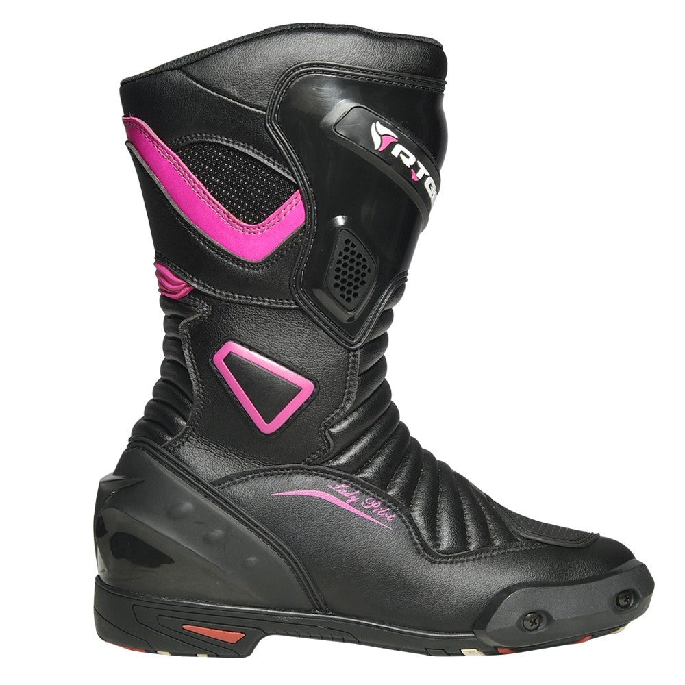 R-TECH - Botas Piel Pilot Lady Negro/Rosa Fluor - SECURTEX MOTOR S.L (t/a MaximoMoto)