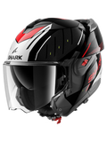 SHARK OXO RYDGER ABATIBLE CASCO MODULAR NEGRO PLATA ROJO
