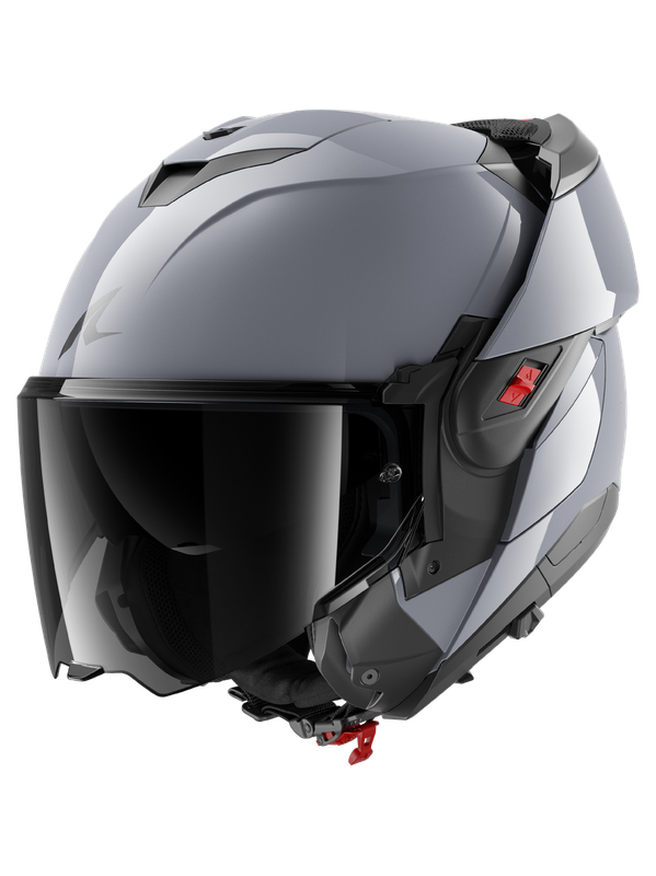 SHARK OXO DARK SHADOW FLIP DELANTERO CASCO PISTOLA PLATA