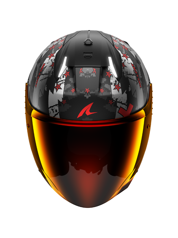 Shark SKWAL i3 Hellcat abierto Casco negro mate cromado rojo