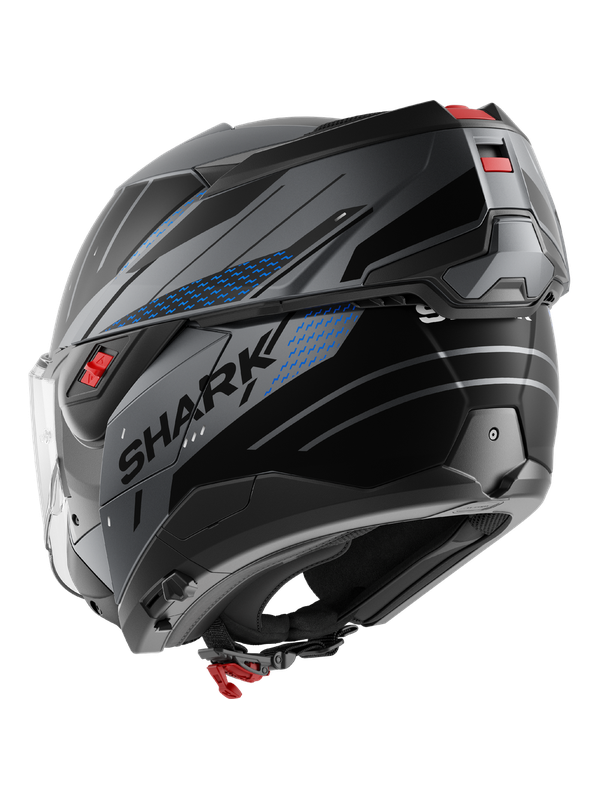 SHARK OXO RYDGER ABATIBLE MODULAR CASCO AZUL ANTRACITA MAT NEGRO