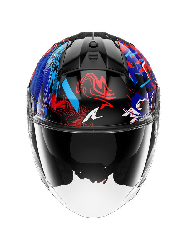 SHARK SKWAL JET PRANZ URBANO TURISMO CASCO NEGRO AZUL ROJO