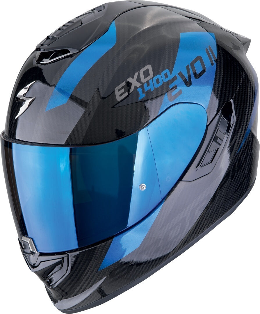 SCORPION CASCOS INTEGRALES EXO-1400 EVO II CARBON AIR PLATTED NEGRO AZUL