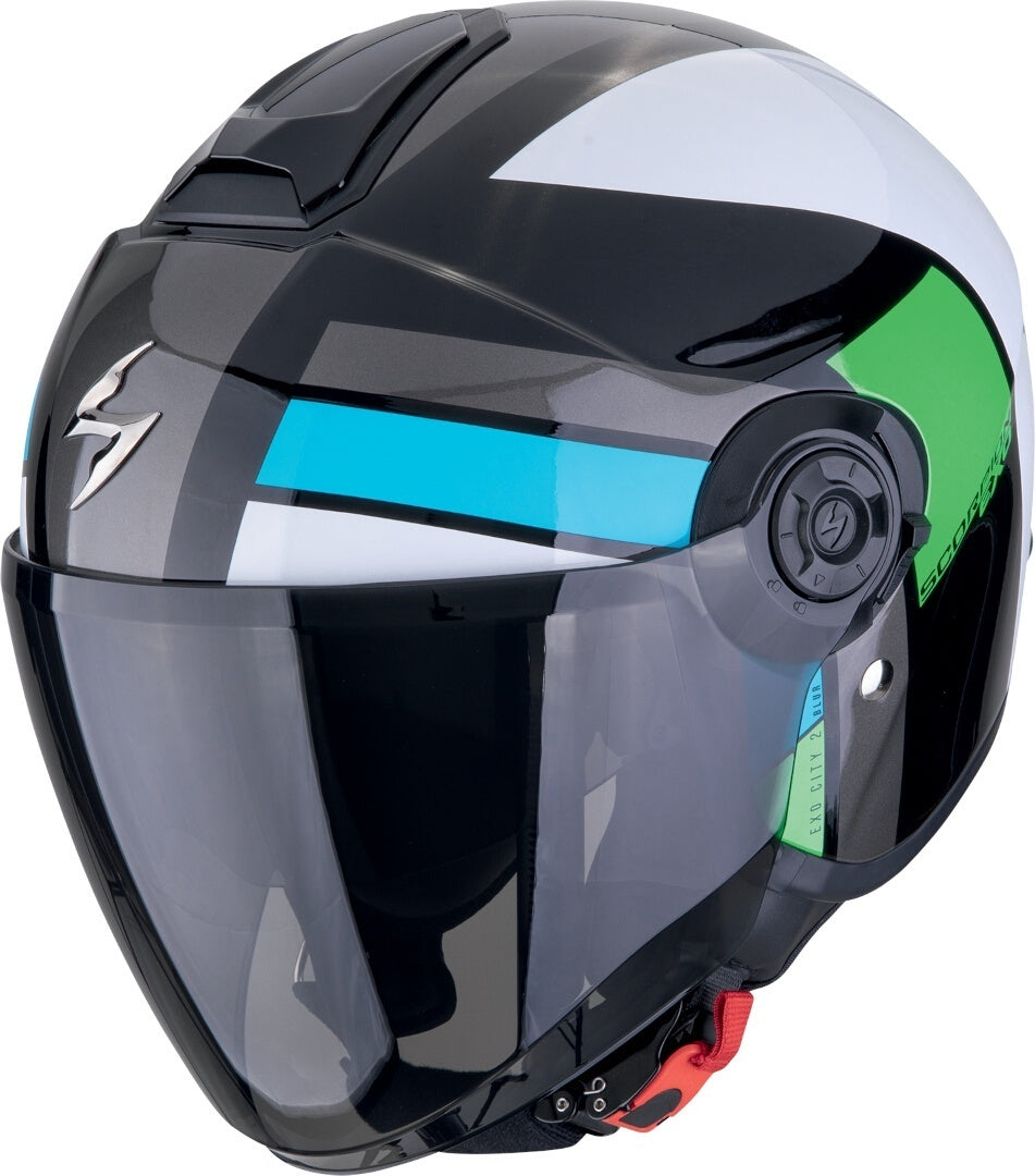 SCORPION EXO-CITY II BLUR Moto Urbano Jet Casco Negro Blanco Verde