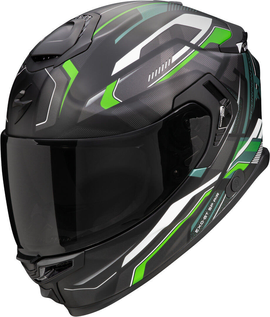 SCORPION CASCOS INTEGRALES EXO-GT SP AIR AUGUSTA NEGRO MATE GRIS VERDE