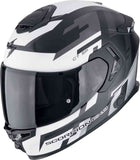 SCORPION CASCOS INTEGRALES EXO-GT SP AIR TORNADO BLANCO NEGRO MATE PLATA