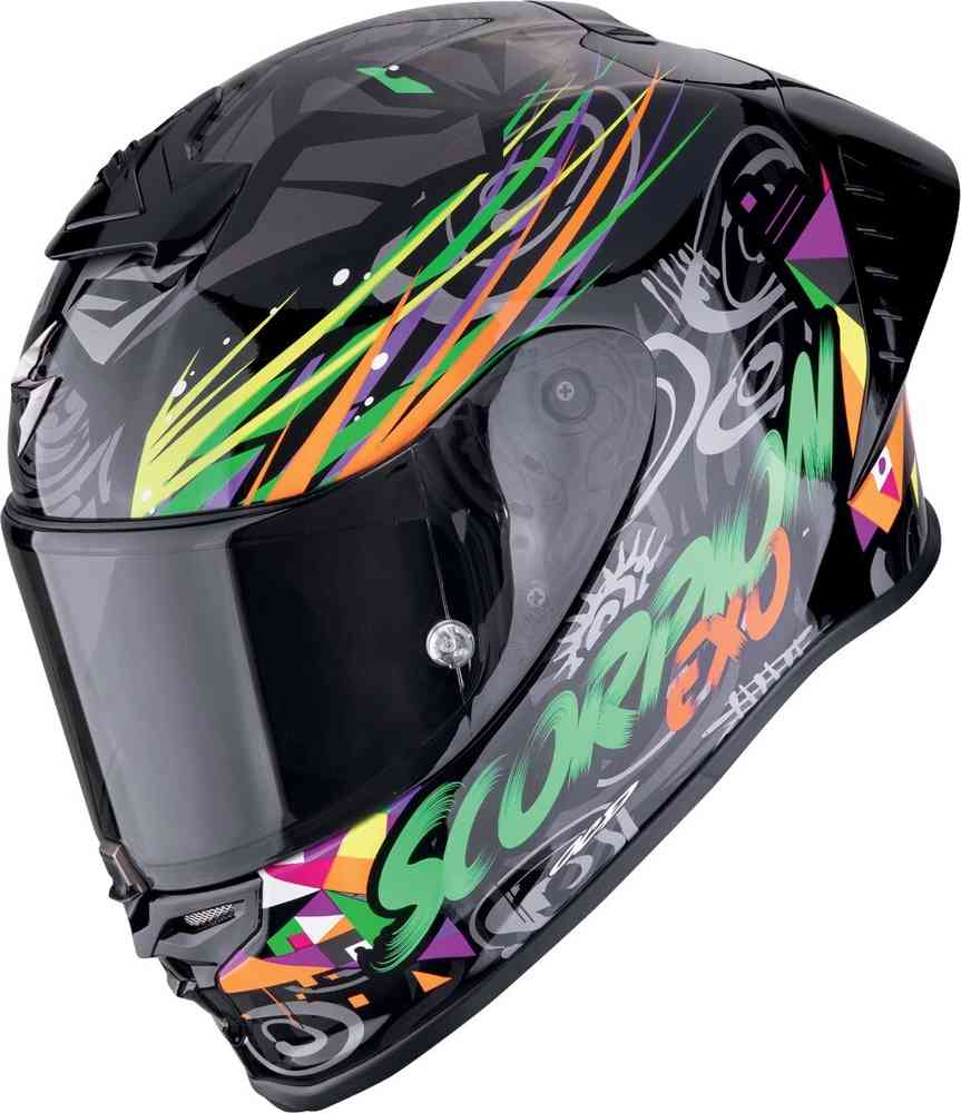 SCORPION EXO-R1 EVO AIR SAVAGE INTEGRAL CASCO Negro Verde Naranja