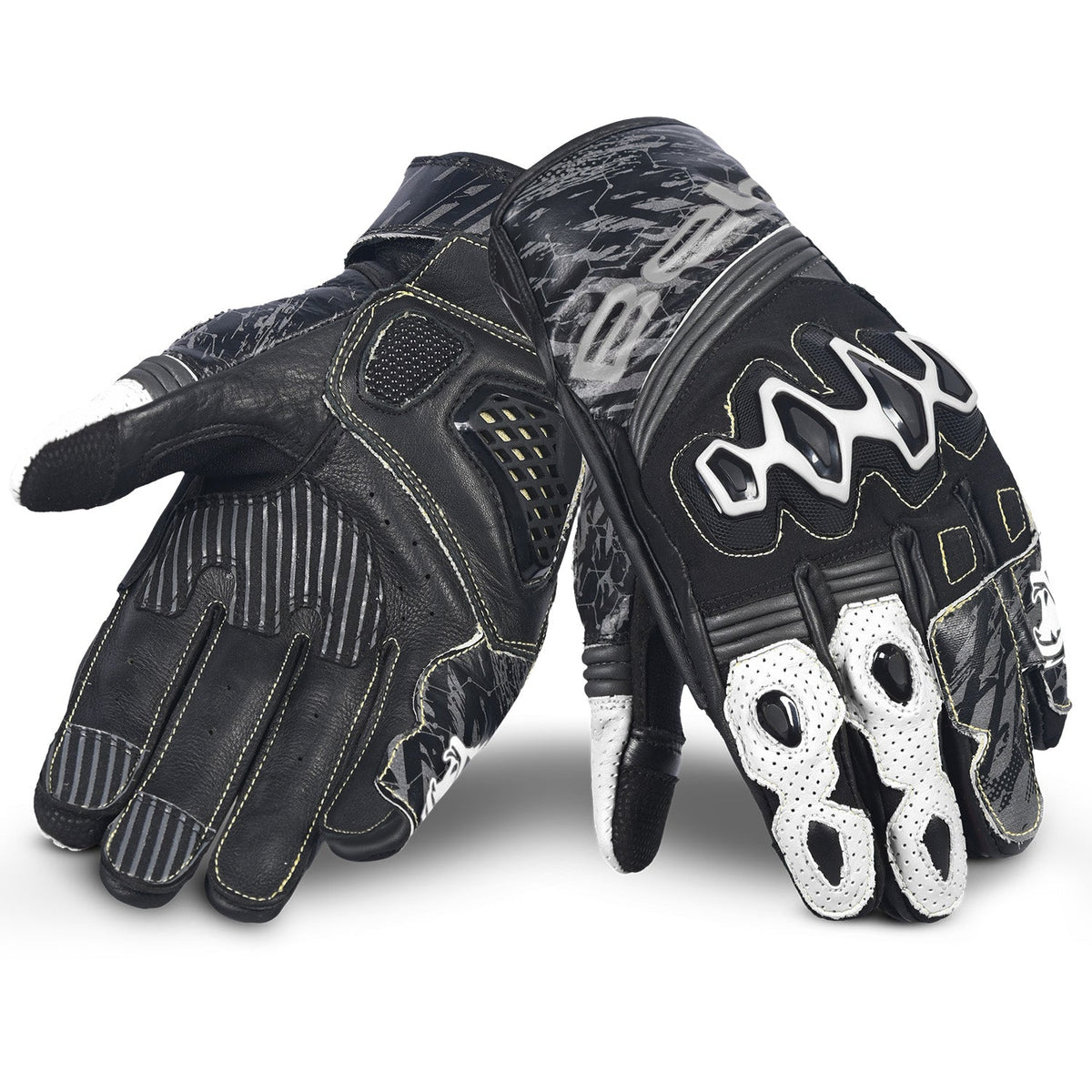 BELA ARMOUR PRO GUANT DE MOTO SHORT HOME NEGRE BLANC