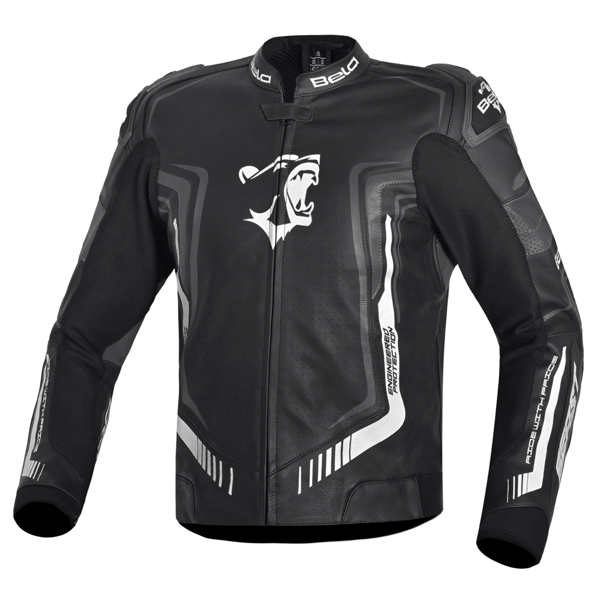 BELA BEAST CUIR JAQUETE DE MOTO HOME NEGRE ANTHIRA BLANC