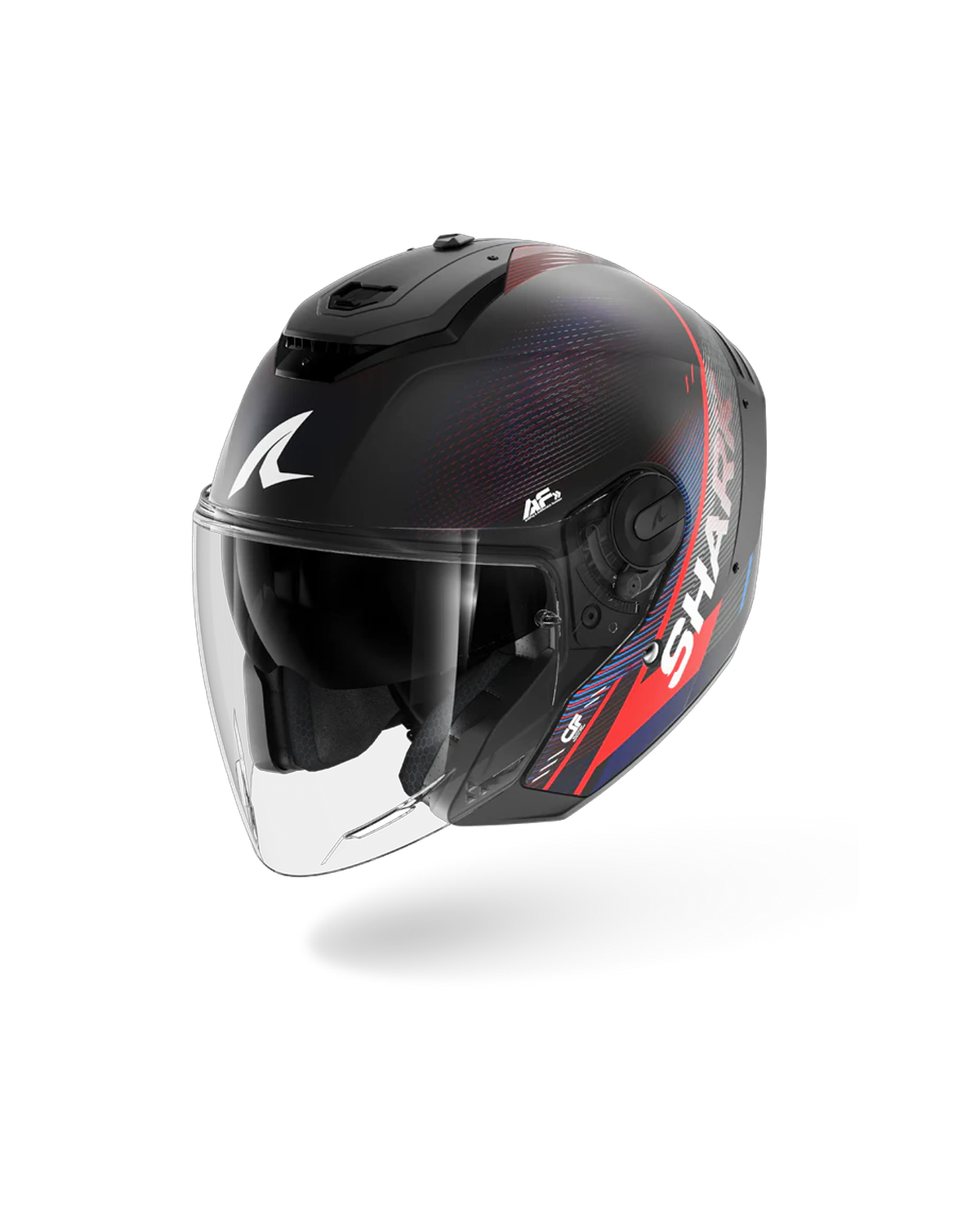 SHARK  RS JET CARBON SPEED-TECH Mat Carbon Azul Rojo Casco De Moto