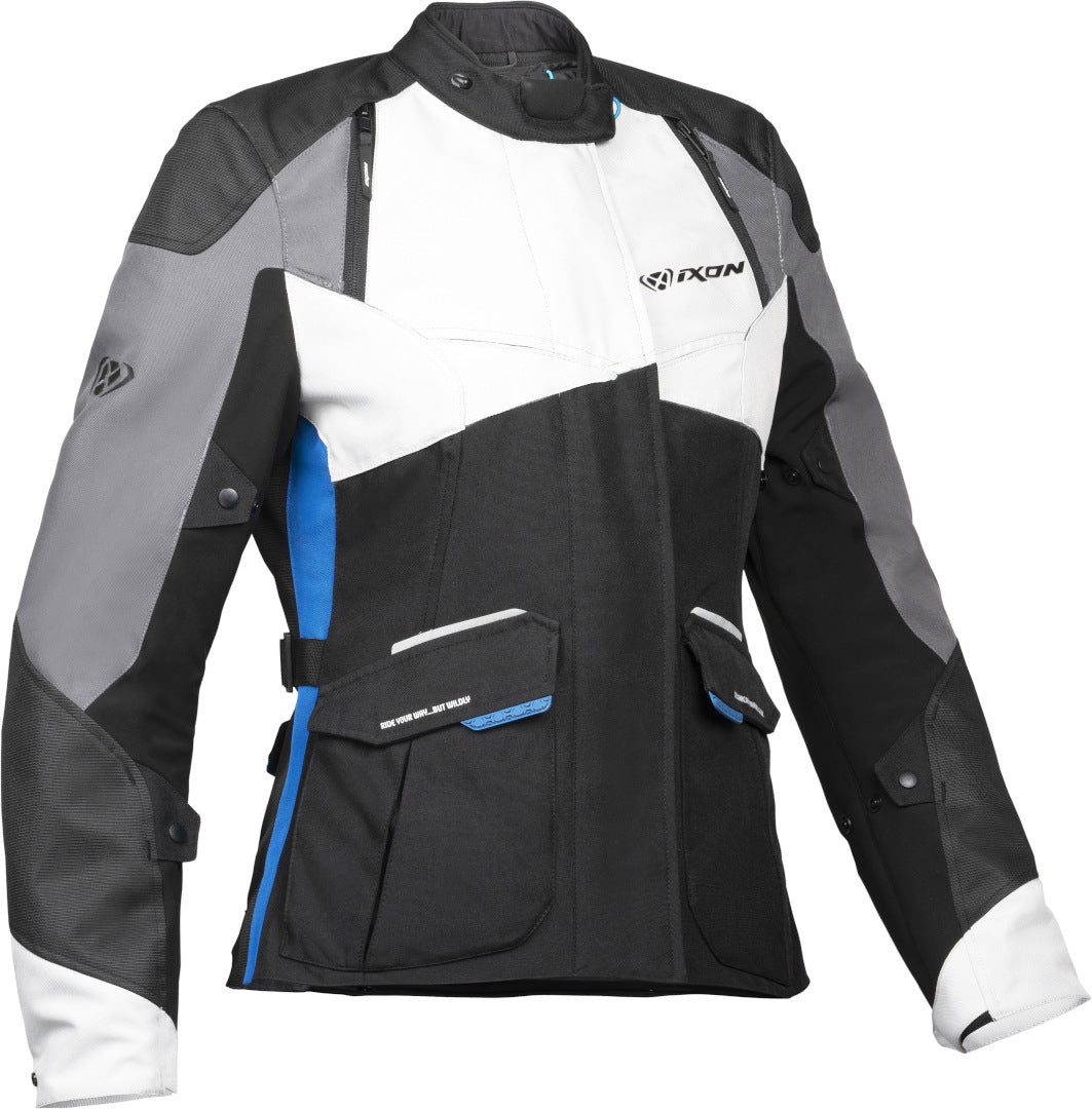 IXON BALDER LADY Textil Aventura Moto Chaqueta Negro Gris Azul