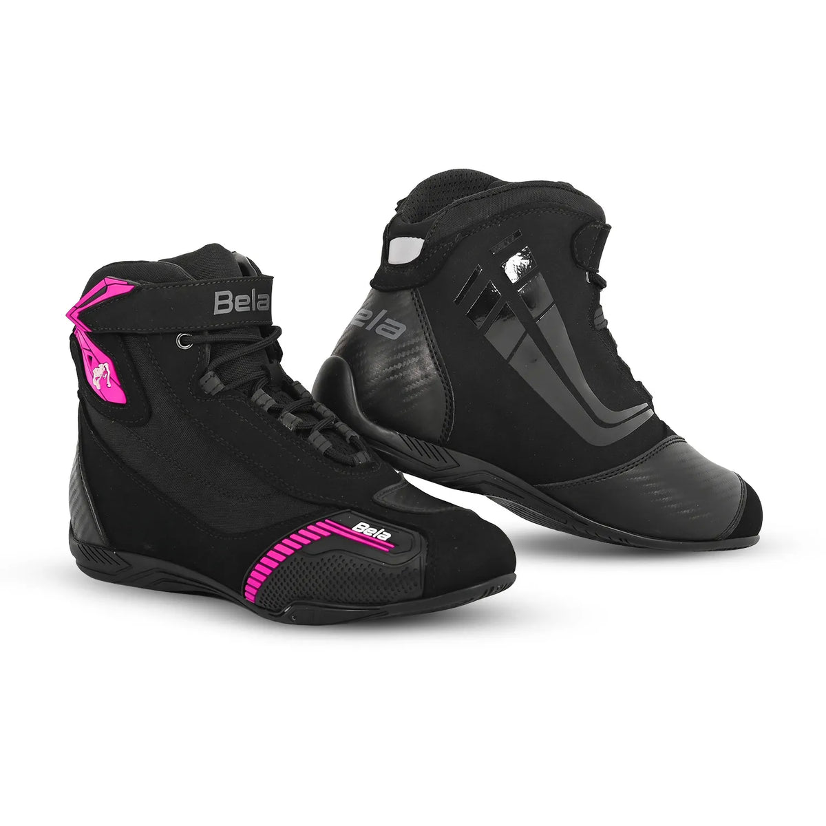 BELA KIVA BOTES DE MOTO SENYORA NEGRE FUCSIA