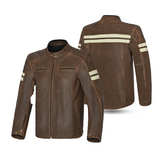BELA STARK PIEL VINTAGE JAQUETE DE MOTO MARRON BEIGE
