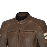 BELA STARK PIEL VINTAGE JAQUETE DE MOTO MARRON BEIGE