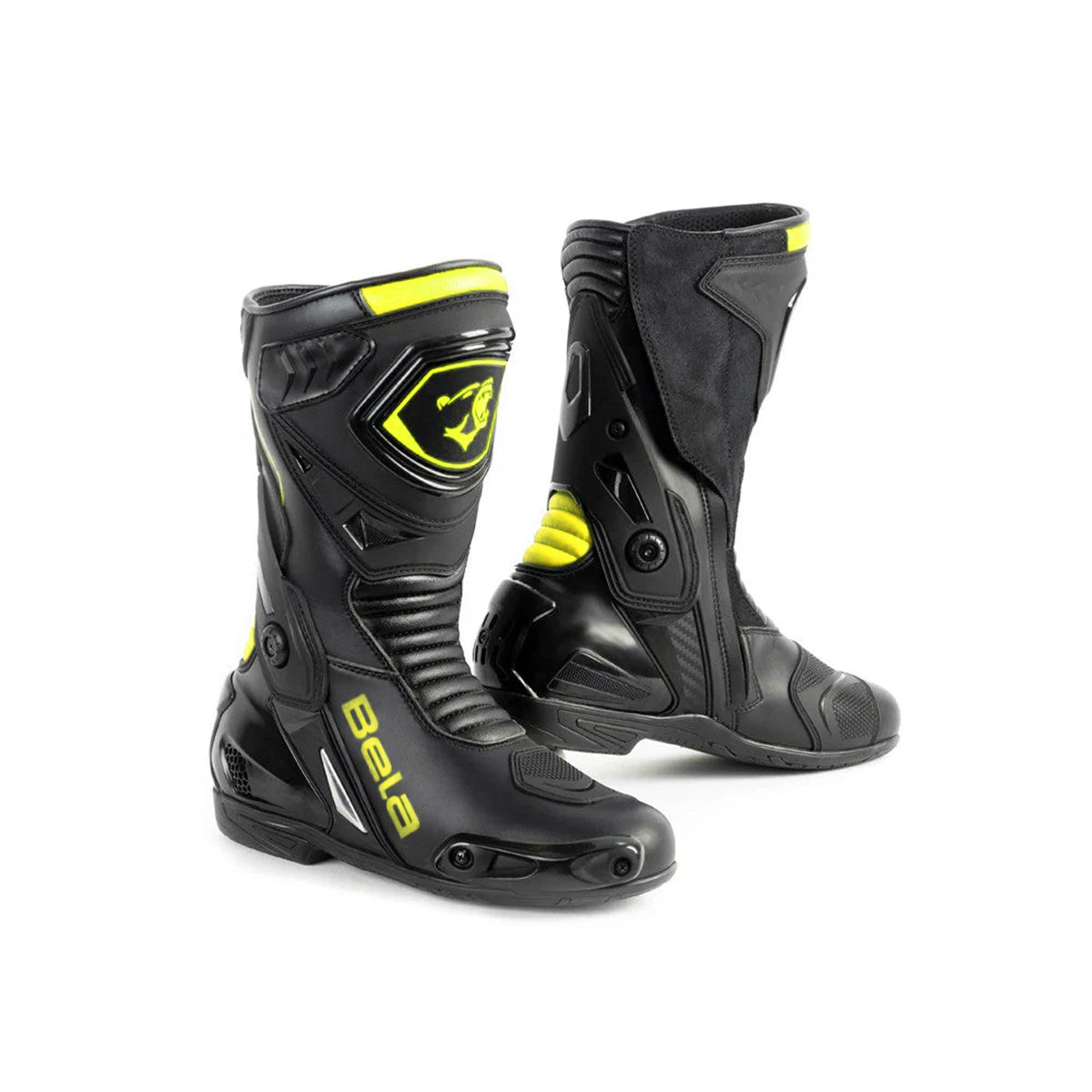 BELA - Botas Piel Thunder Racing Negro/Amarillo Fluor