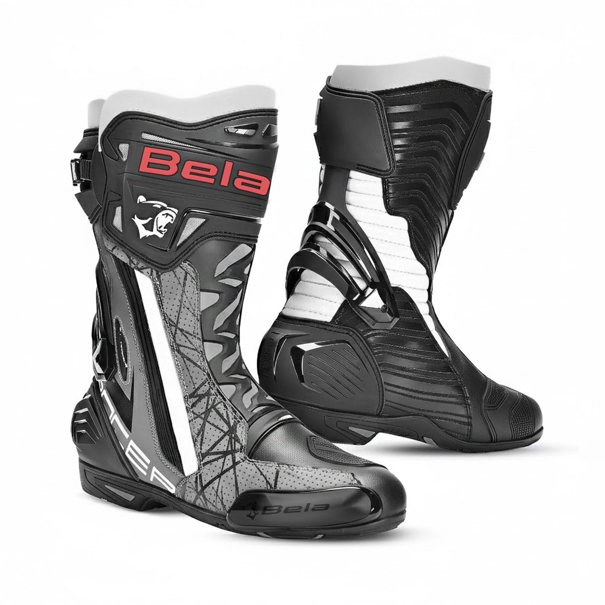 BELA RIDER GP-1 CARRERES BOTA DE MOTO NEGRE GRIS