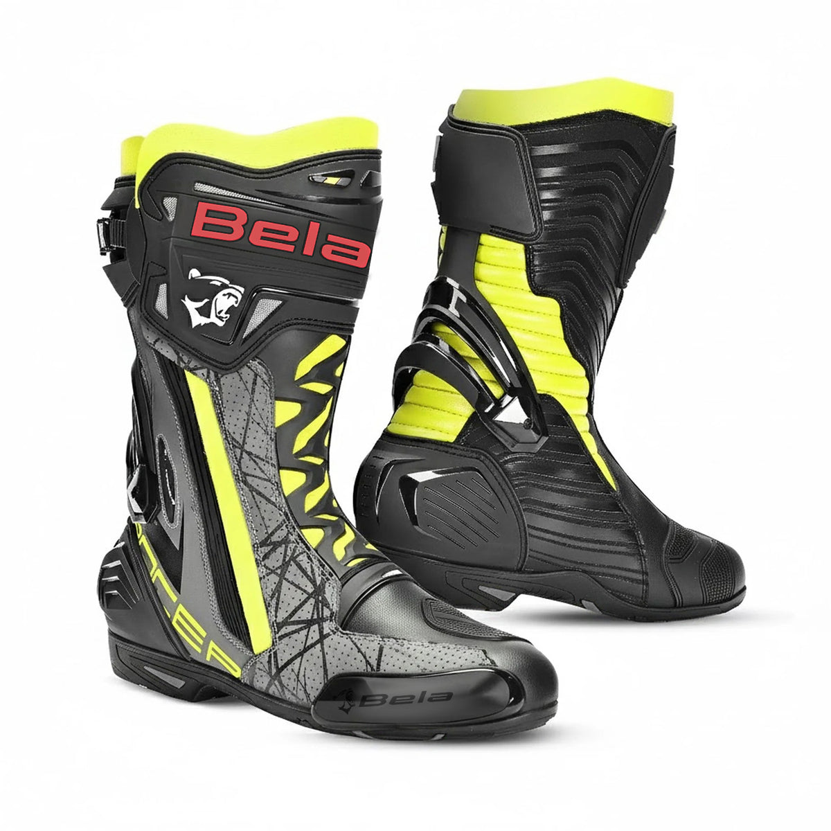 BELA  AIR RIDER GP-1 CARRERES BOTA DE MOTO NEGRE F,GROC