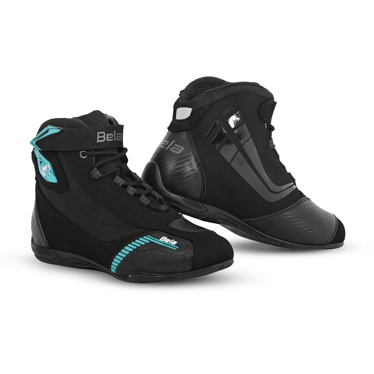 BELA KIVA LADY BOTAS DE MOTO PIEL NEGRO TURQUESA