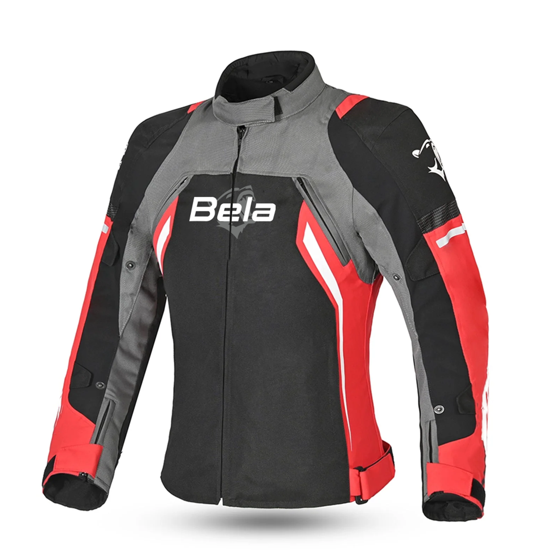 BELA ELANUR CHAQUETA DE MOTO MUJER NEGRO ANTRACITA ROJO