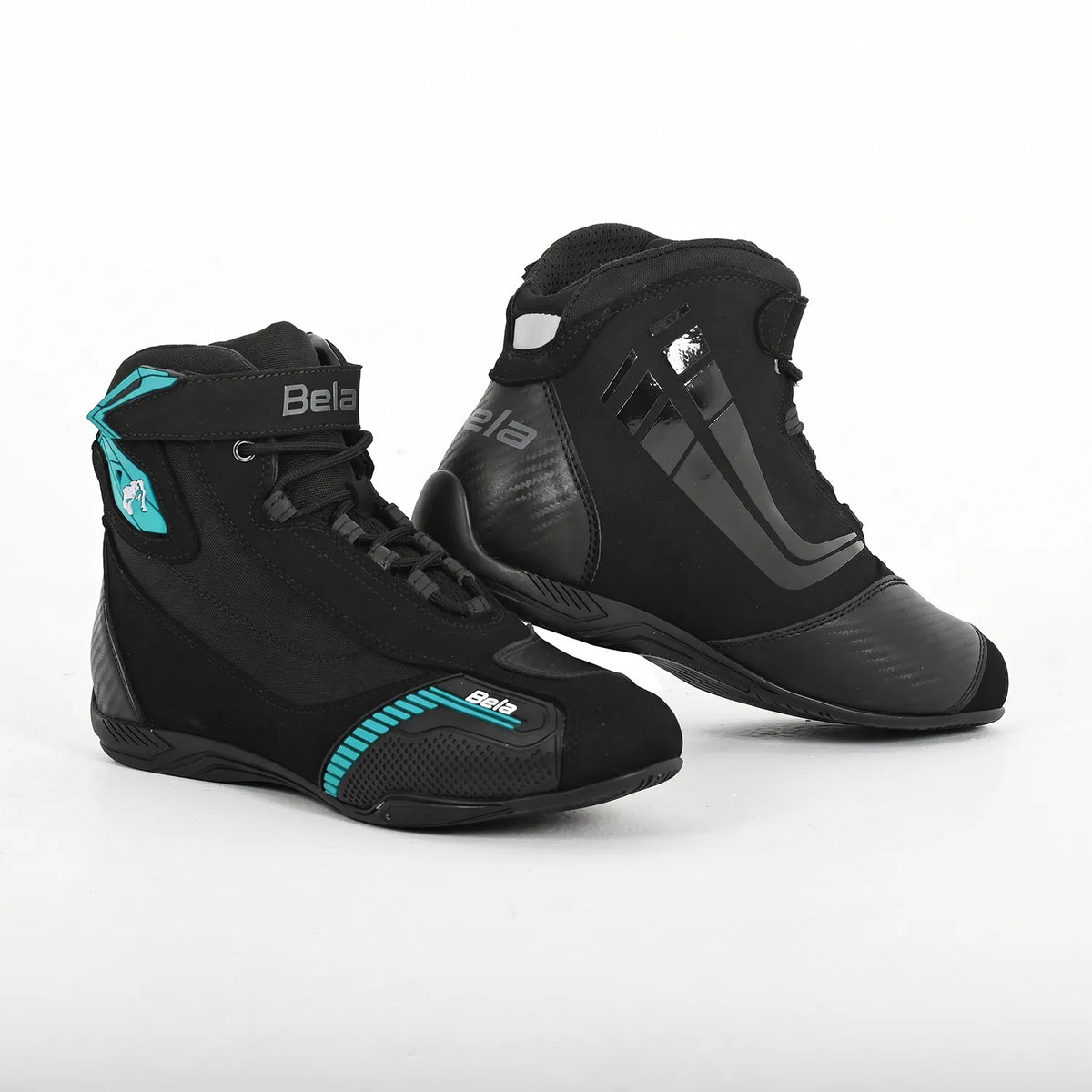 BELA KIVA CUIR URBAN BOTA DE MOTO DONA  NEGRE TURQUESA