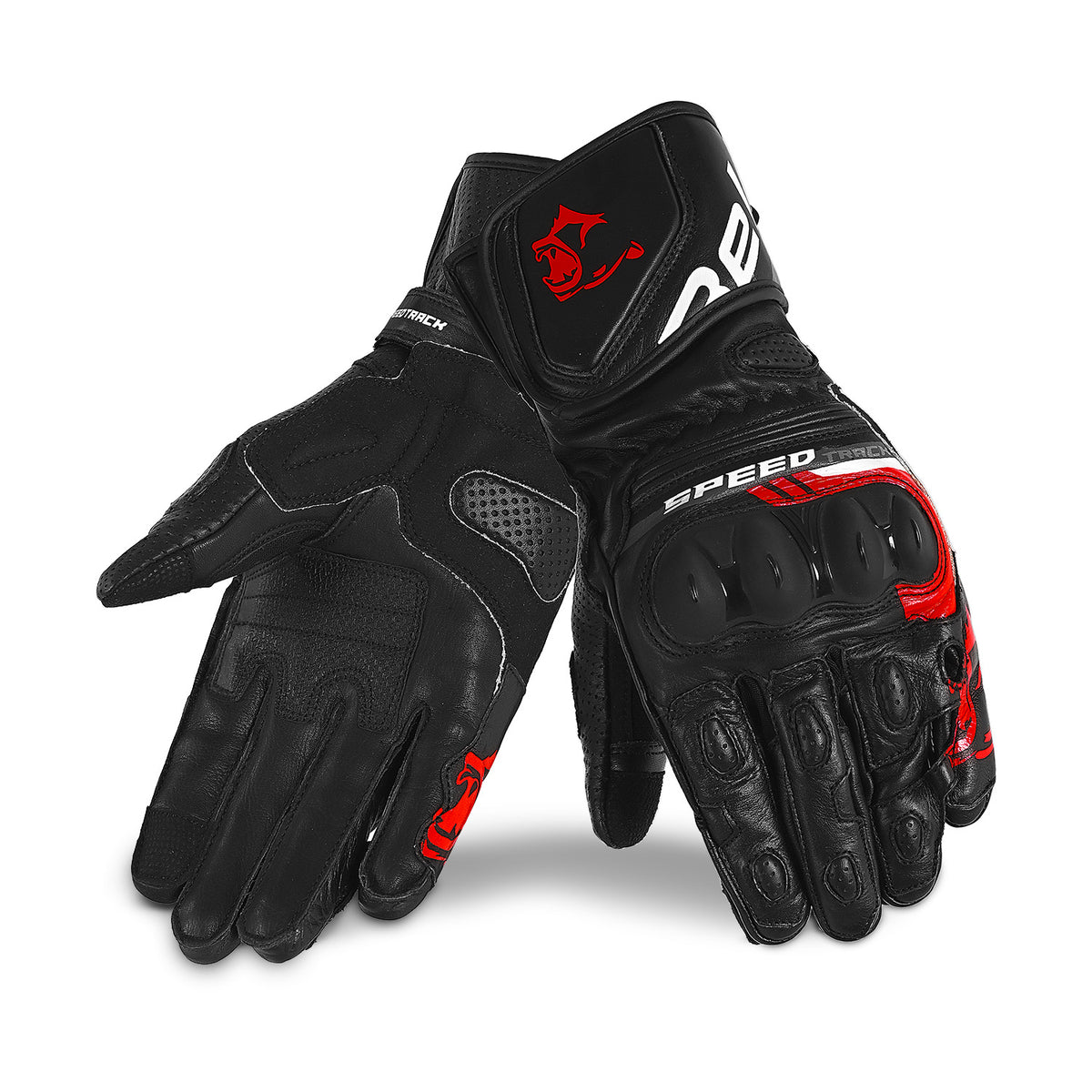 BELA LEMOX CUIR GUANTS DE MOTO HOMES NEGRE VERMELL