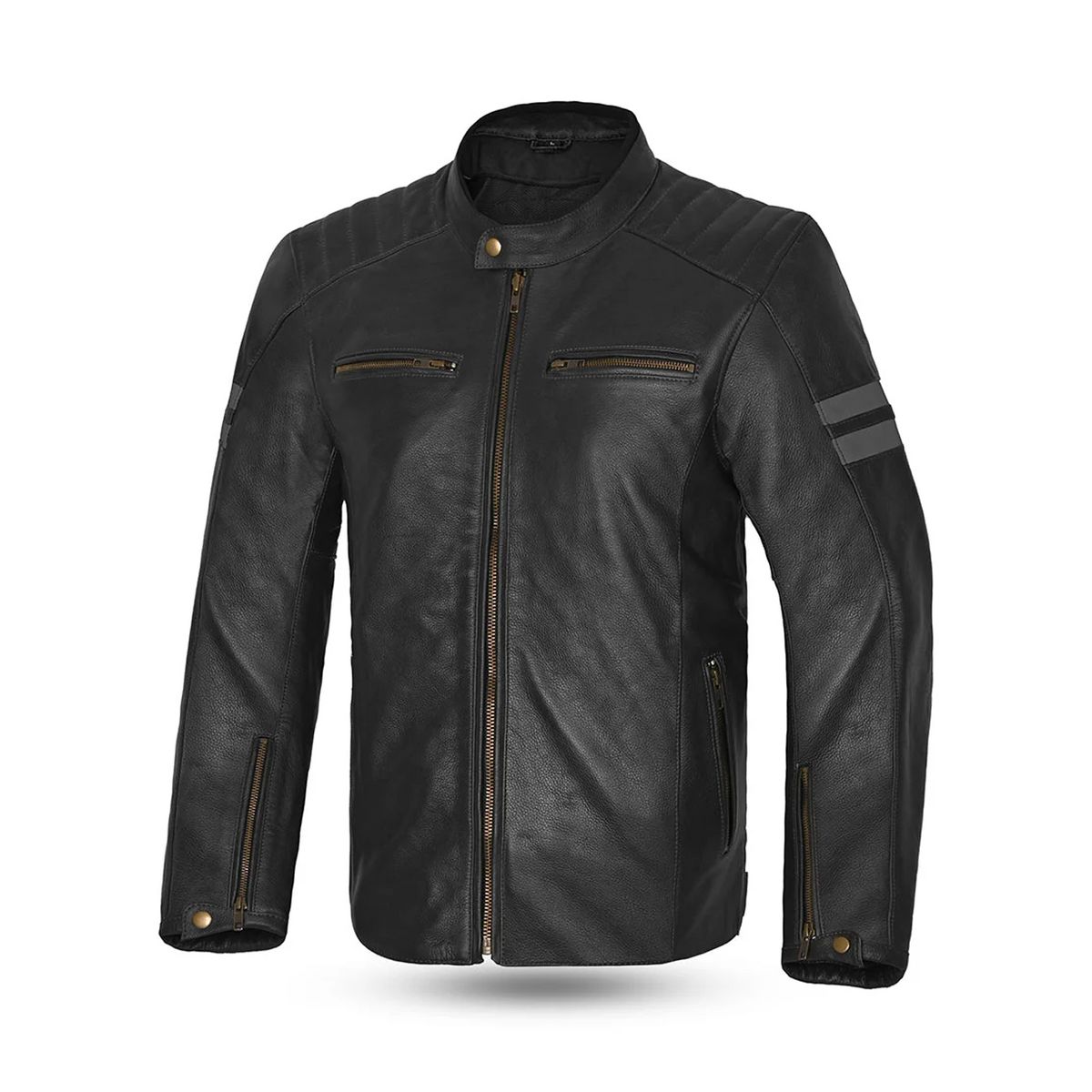 BELA STARK CHAQUETA DE MOTO DE CUERO HOMBRE NEGRO GRIS