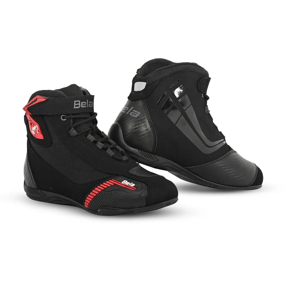 BELA KIVA CUIR URBAN BOTES DE MOTO HOMES NEGRE VERMELL