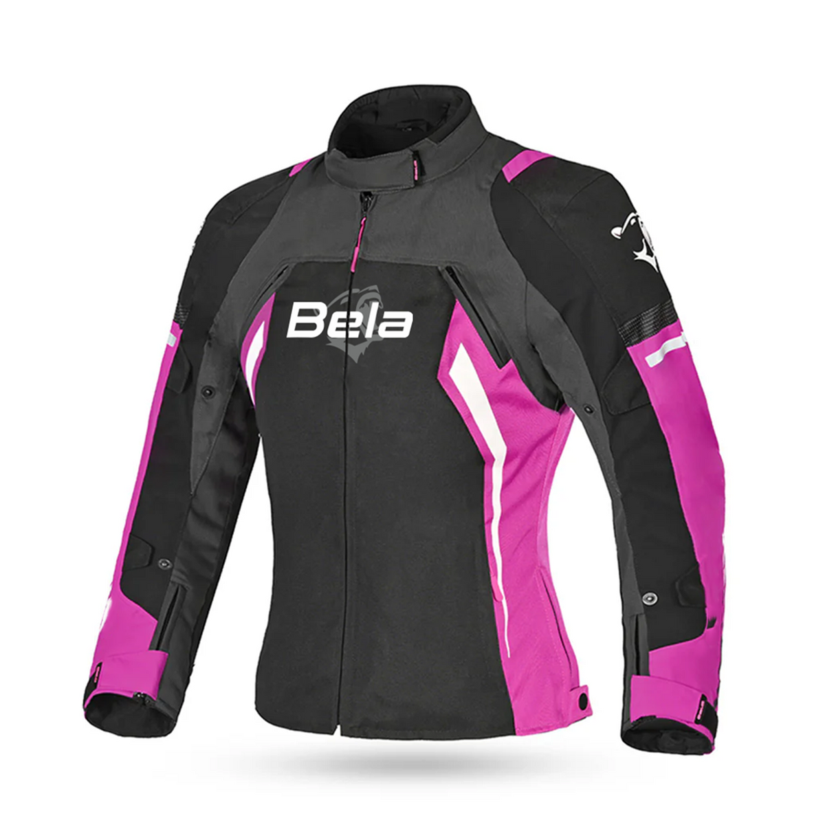BELA ELANUR CHAQUETA DE MOTO MUJER NEGRO ANTRACITA ROSA