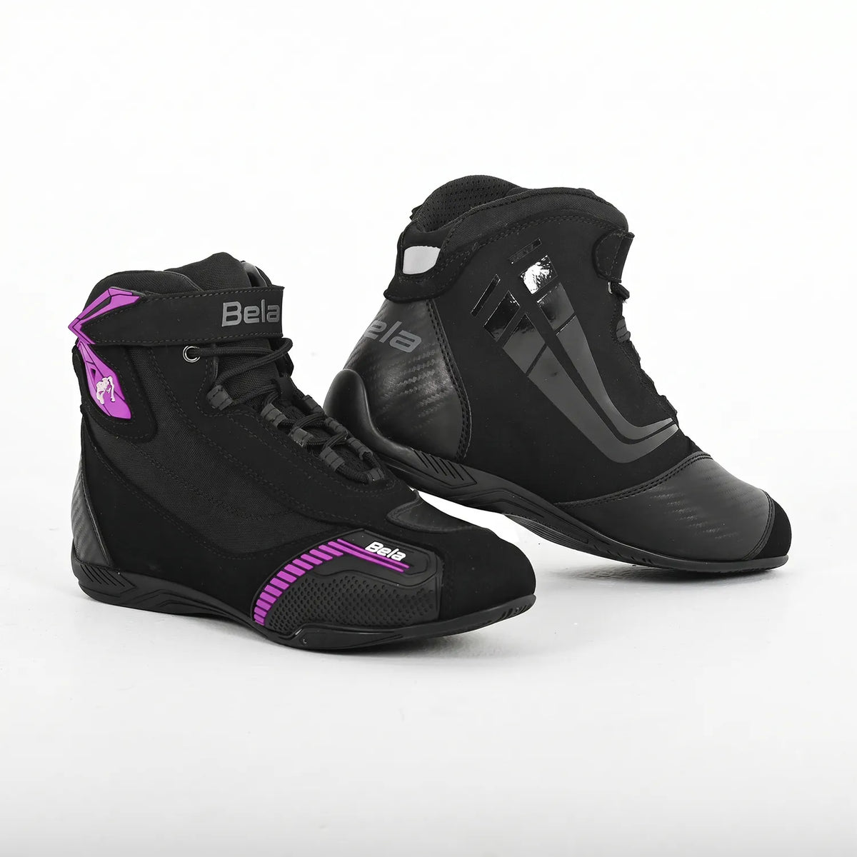 BELA KIVA CUIR URBAN DONA BOTA DE MOTO NEGRE ROSA