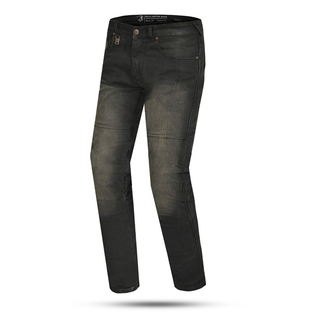 BELA STROKE JEANS DE MOTO HOMBRE 30L NEGRO KHAKI TINT