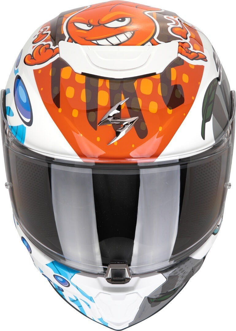 SCORPION EXO-JNR AIR THE4ELEMENTS Integral Casco Blanco-Azul-Naranja