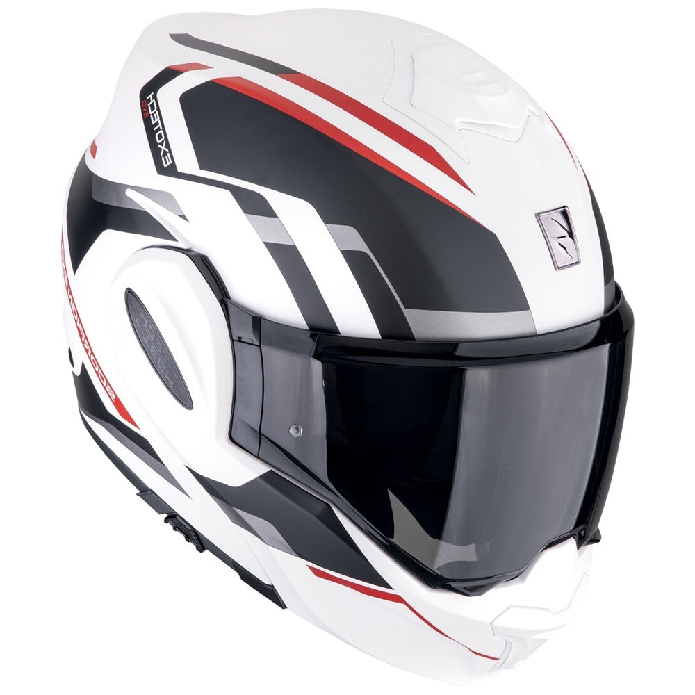 SCORPION EXO Tech Evo Furio Casco modular Blanco Mate Negro Rojo