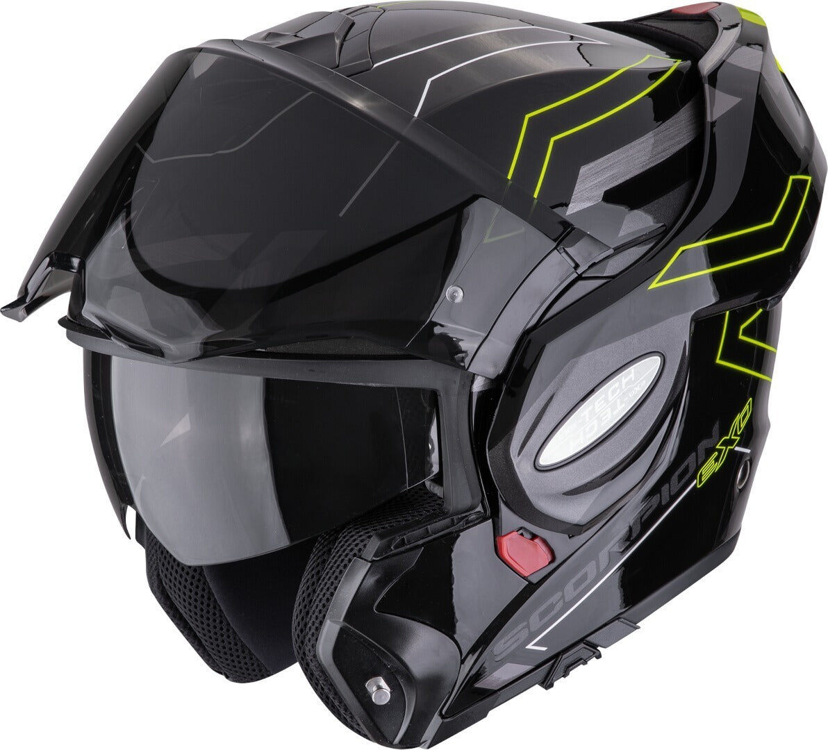 SCORPION EXO Tech Evo Conquer Casco modular Negro Amarillo