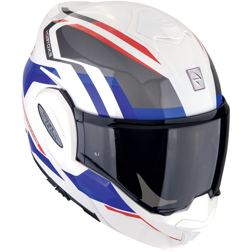 SCORPION EXO Tech Evo Furio de moto Casco modular Blanco Rojo Azul