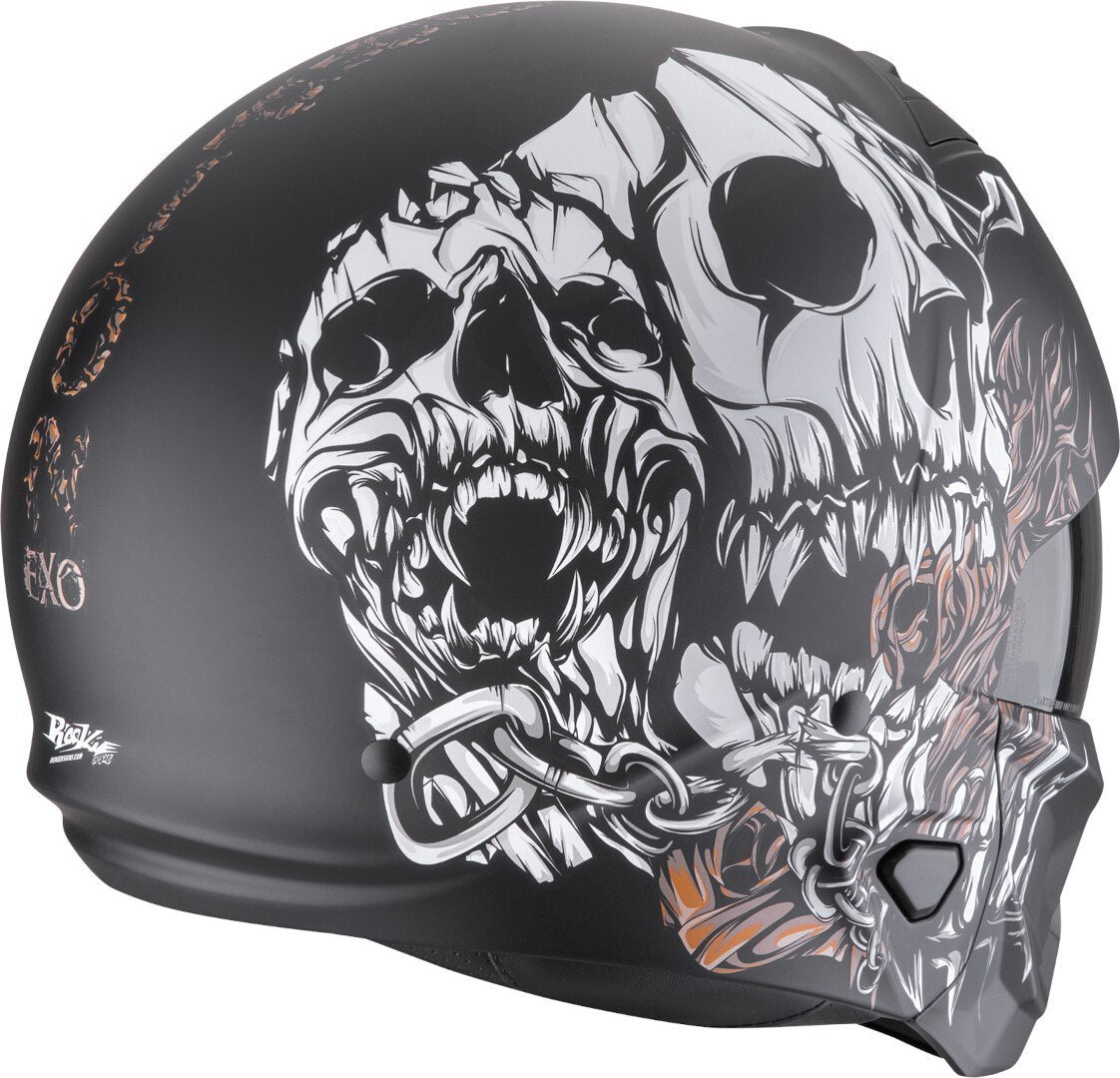 SCORPION EXO-COMBAT II GENESIS Moto Jet Casco Negro Mate Blanco Dorado