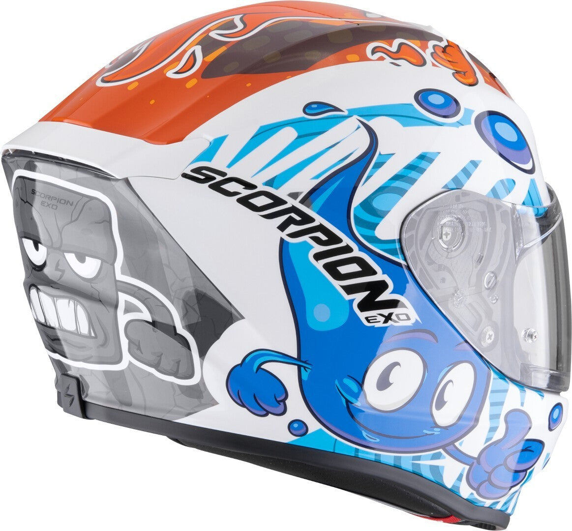 SCORPION EXO-JNR AIR THE4ELEMENTS integral Casco Blanco-Azul-Naranja
