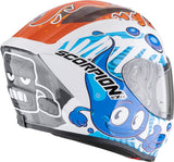 SCORPION EXO-JNR AIR THE4ELEMENTS integral Casco Blanco-Azul-Naranja
