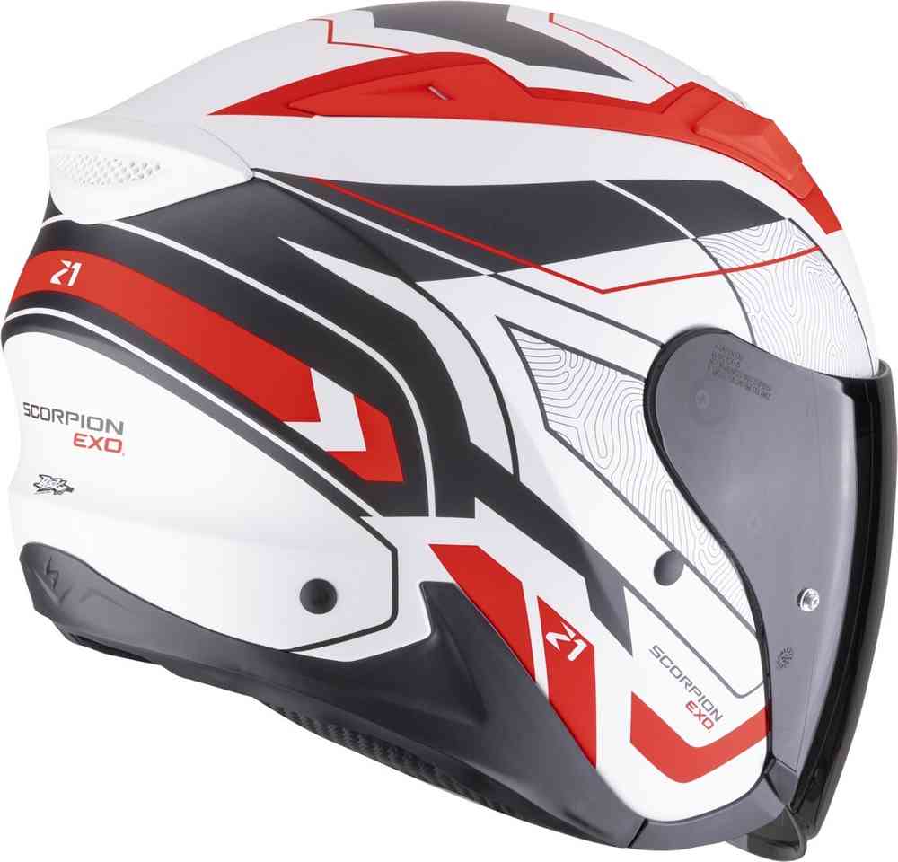 SCORPION EXO-Z1 VUE Moto Urbano Jet Casco Blanco Mate Rojo Negro