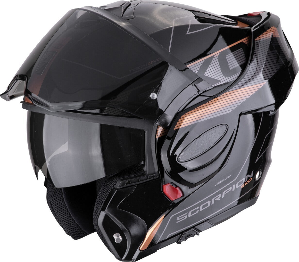 SCORPION EXO Tech Evo Traveler Casco Modulare Negro Cobre